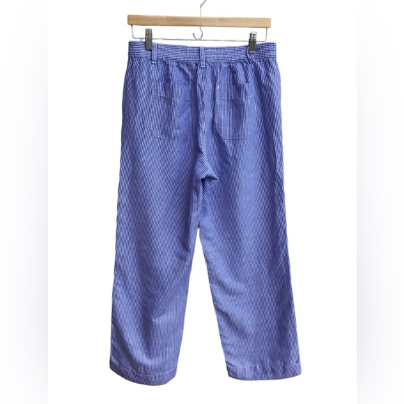 Talbots The Easy Drawstring Blue White Striped Linen Blend Pants Size 8P - Picture 4 of 6